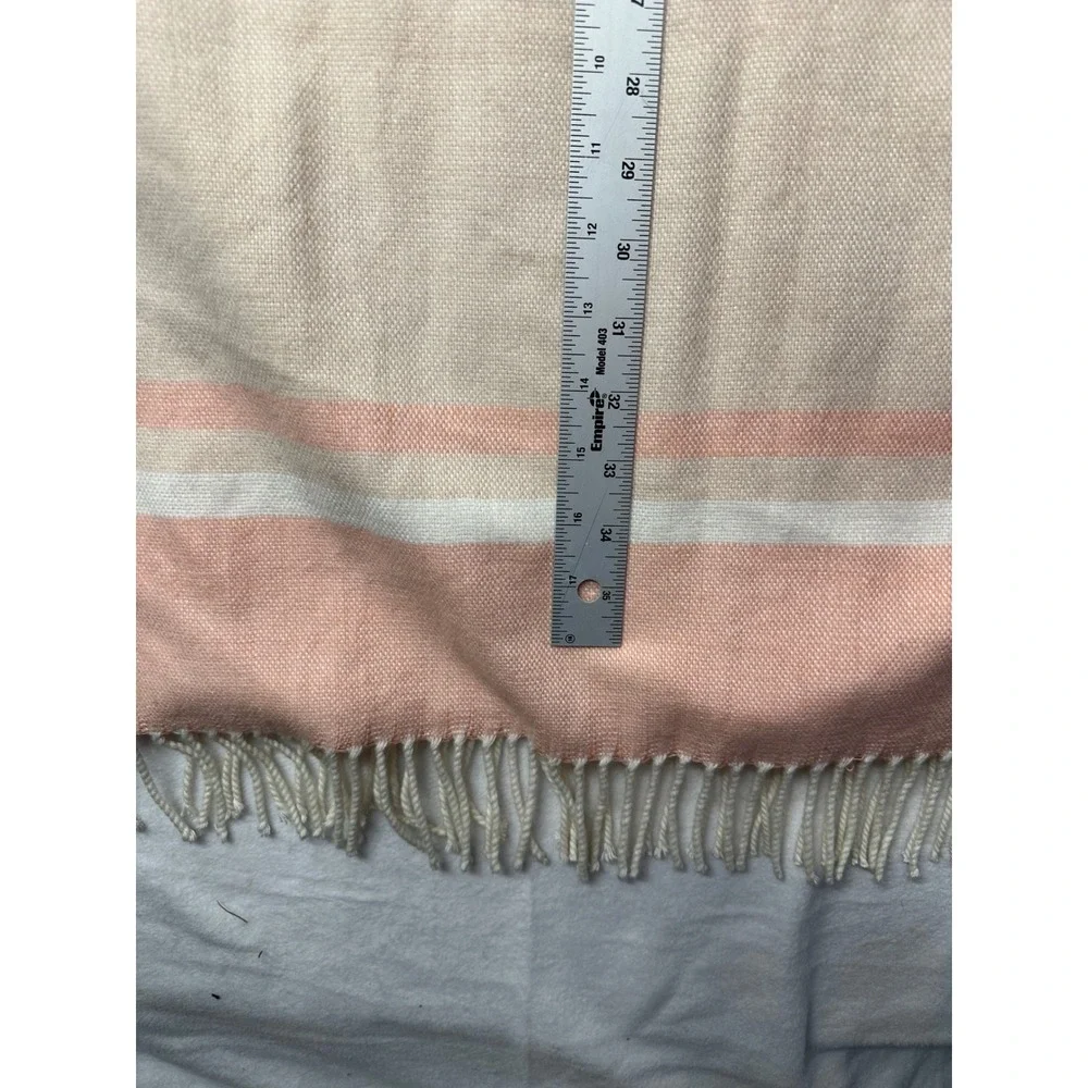 Soft Stripe Scarf‎ Peach Cream Fringe Accent Warm Winter Accessory